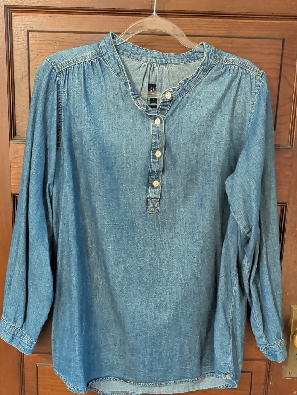 GAP Women's Chambray Henley Tunic - Light Blue